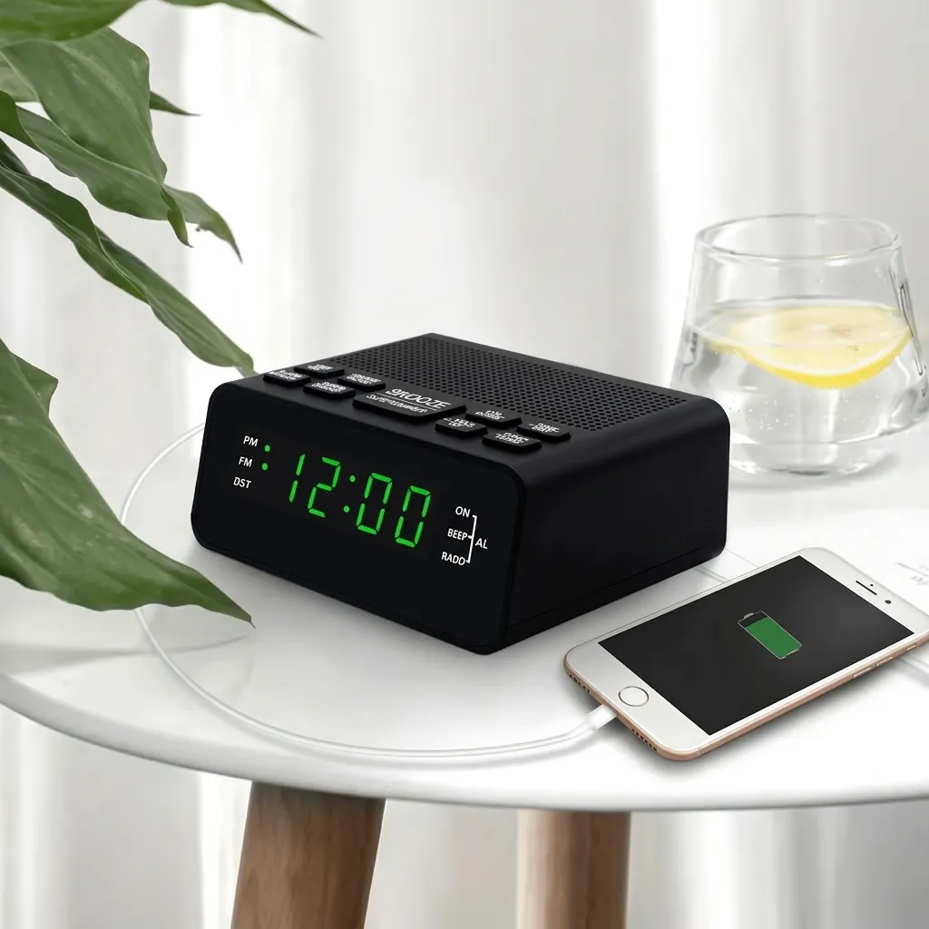 Digital Alarm Clock, Radio With Usb Charger — ACK-1024 (image 2)