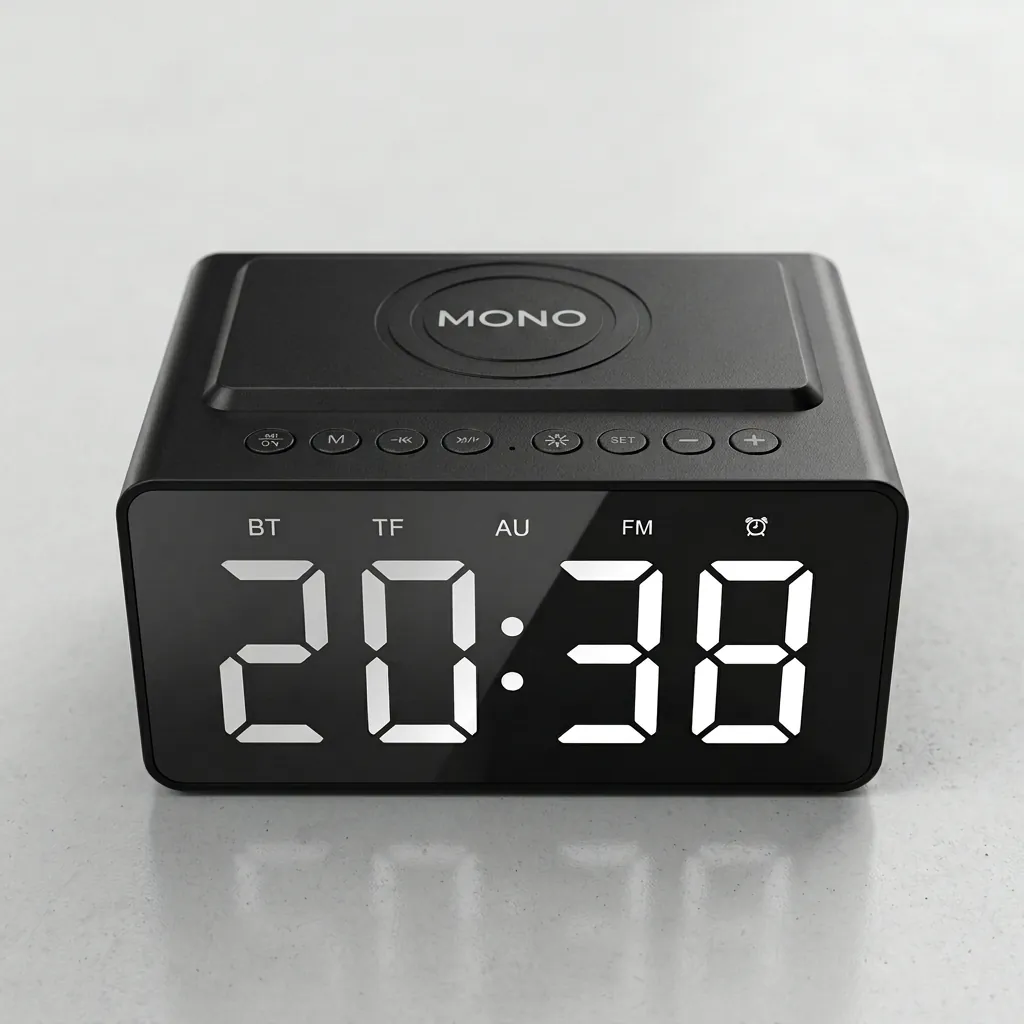 Digital Alarm Clock, Radio, Wireless Charging & Usb Fast Charger, Bluetooth Speaker… (image 1)