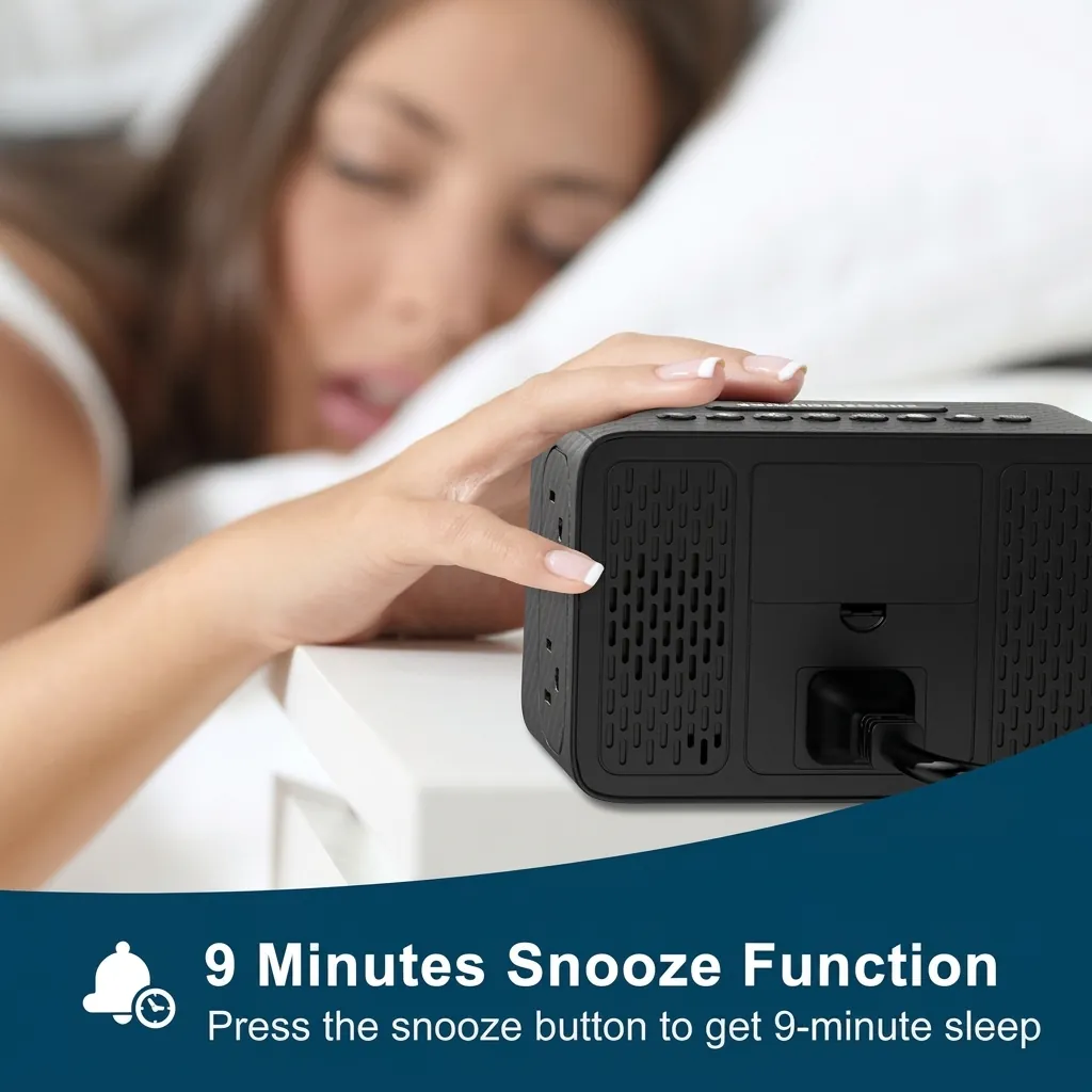 Digital Alarm Clock, Radio With 2x Power Outlets & 3x Usb Ports — ACK-1026 (image 4)