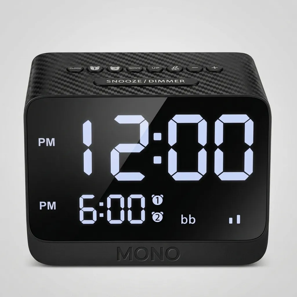Digital Alarm Clock, Radio With 2x Power Outlets & 3x Usb Ports — ACK-1026 (image 1)
