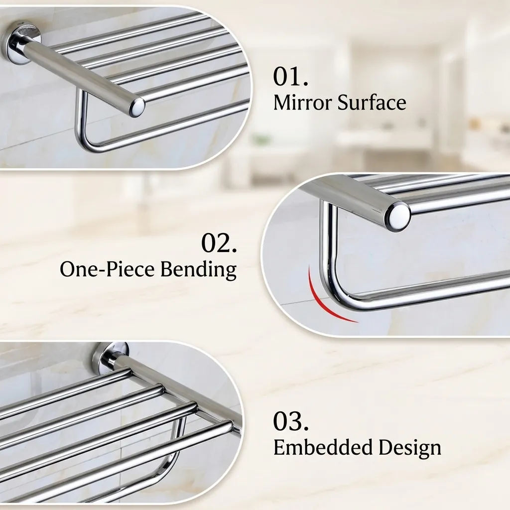 Wall-Mounted Towel Rack - Stainless Steel — BAC-1024 (image 7)
