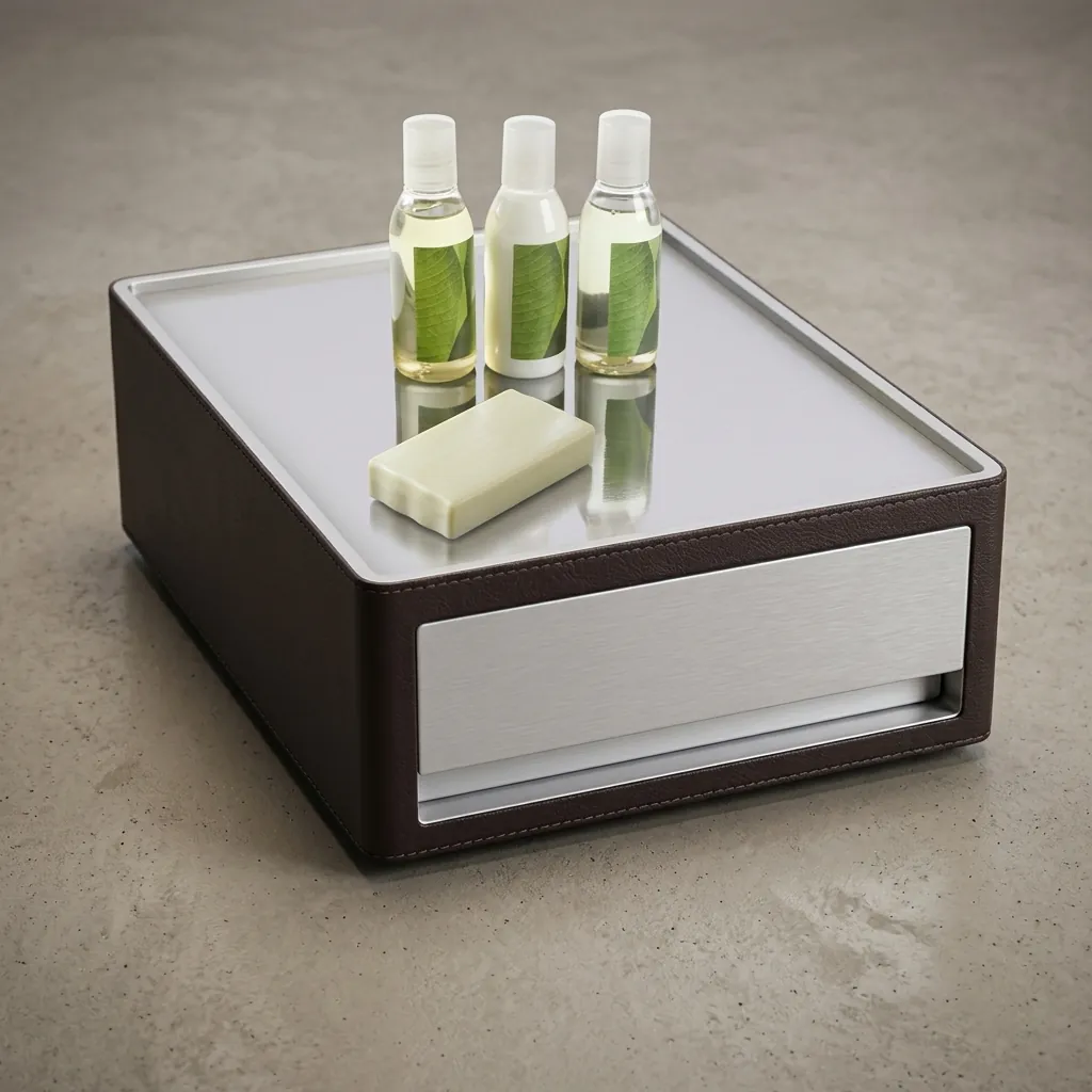 Abs + Pu Leather Amenities Tray Box With Drawer — BAC-1029 (image 3)