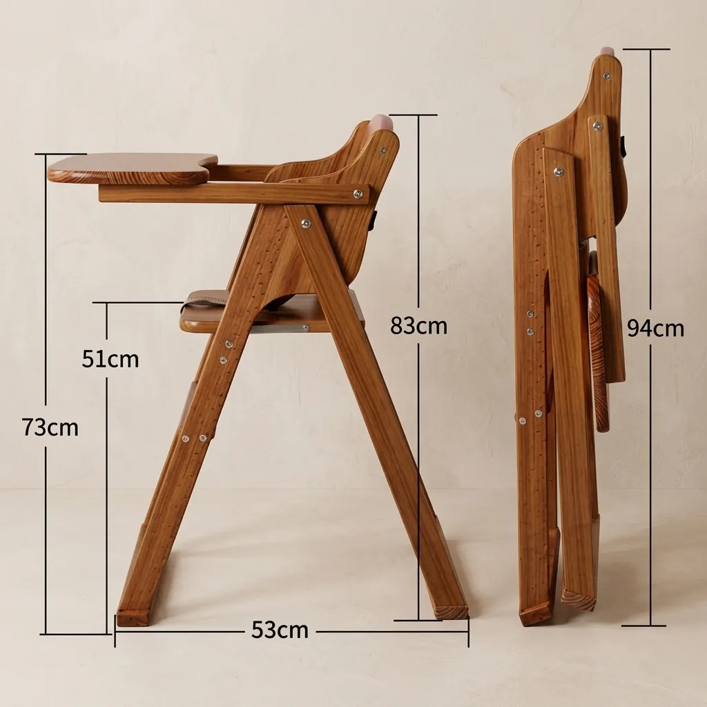 Foldable Baby Chair - Solid Wood — BCR-1024 (image 3)