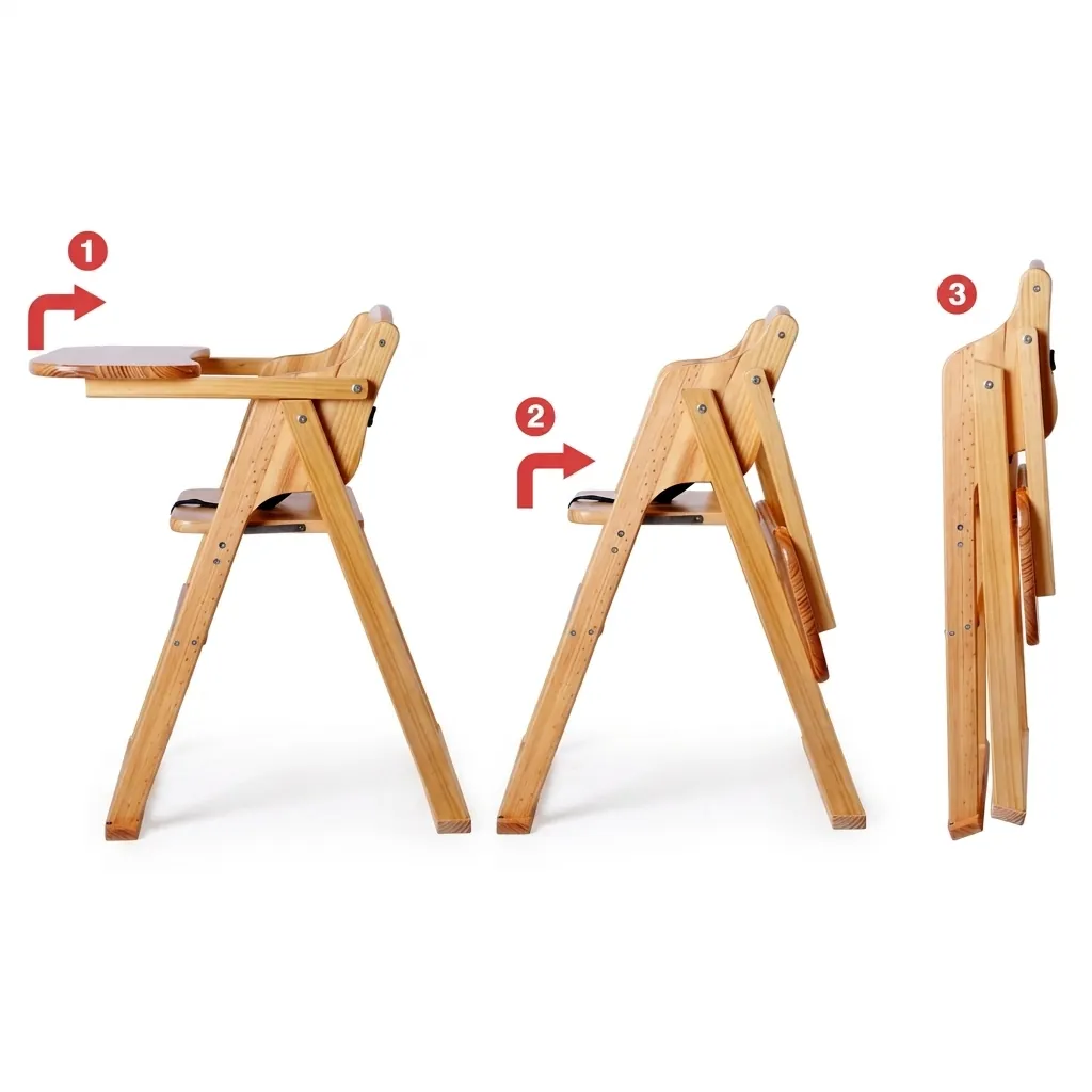 Foldable Baby Chair - Solid Wood — BCR-1024 (image 7)