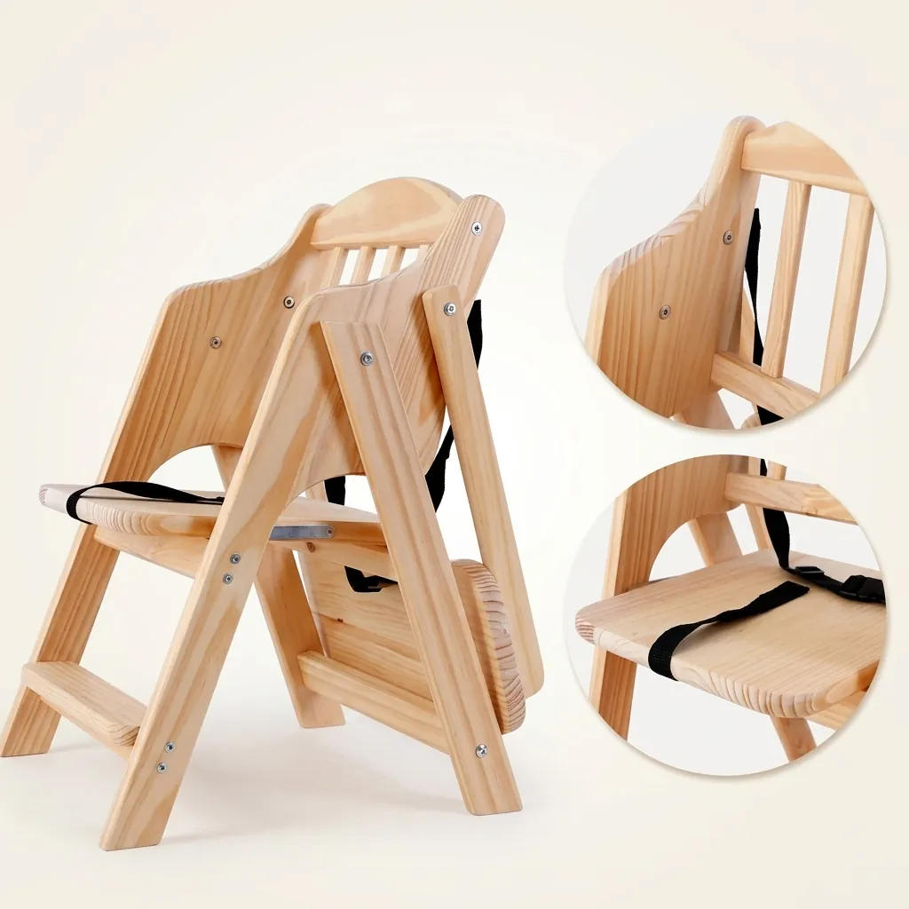 Foldable Baby Chair - Solid Wood — BCR-1024 (image 9)