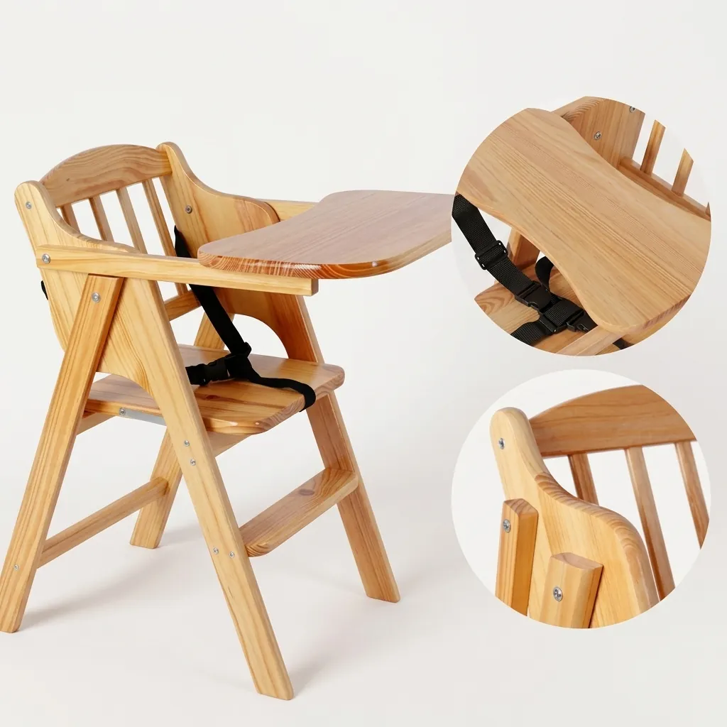 Foldable Baby Chair - Solid Wood — BCR-1024 (image 10)