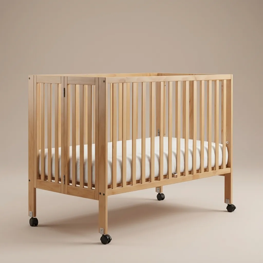 Foldable Wooden Baby Crib/Cot With Mattress — BCR-1025 (image 2)
