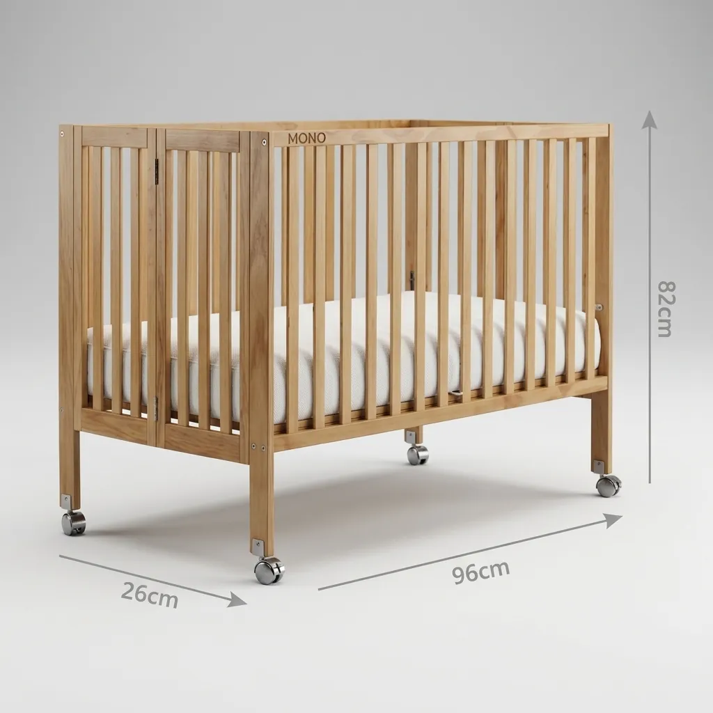 Foldable Wooden Baby Crib/Cot With Mattress — BCR-1025