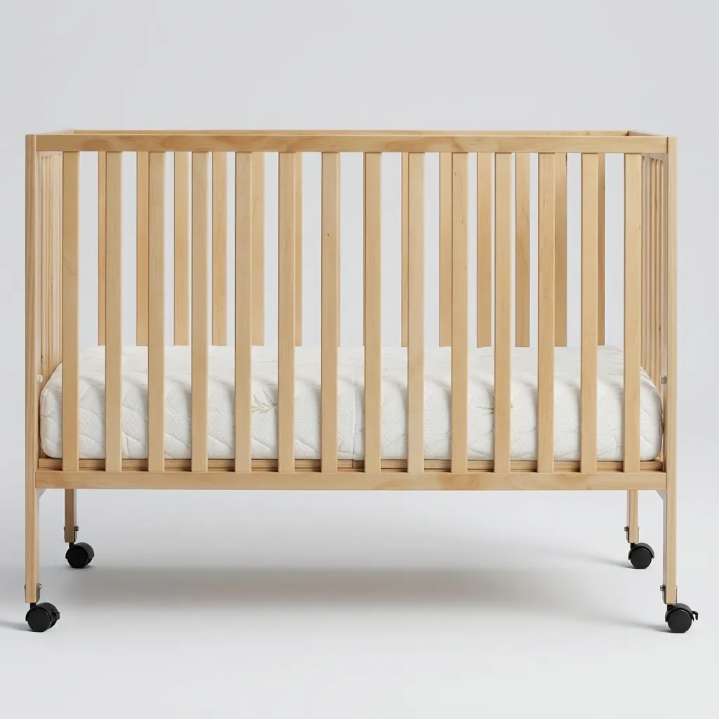 Foldable Wooden Baby Crib/Cot With Mattress — BCR-1025 (image 3)