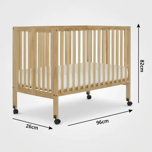 Foldable Wooden Baby Crib/Cot With Mattress — BCR-1025