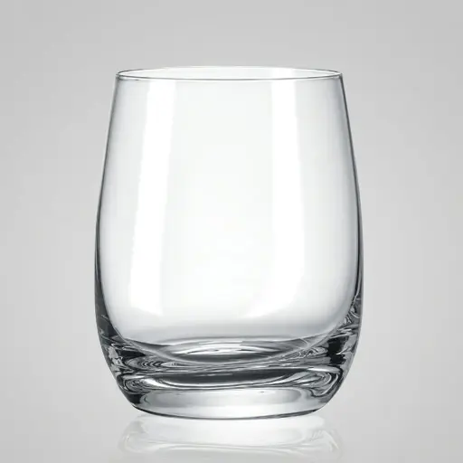 Classic Water Glass 350ml Clear — BDA-1034 — A 350ml round-oval water glass in clear glass, measuring 7.4cm across and 9.7cm tall. The larger capacity suits water and soft drinks, while the clean shape complements any table. Durable everyday glassware for dependable service.