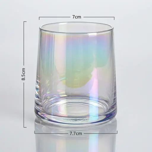 Classic Water Glass 270ml Colorful — BDA-1035 — A 270ml round water glass with a colourful finish that brings a lively accent to the table. Compact at roughly 8.5cm tall and 0.30kg, it suits water, juice and soft drinks. Durable glass for cheerful, everyday hospitality service.