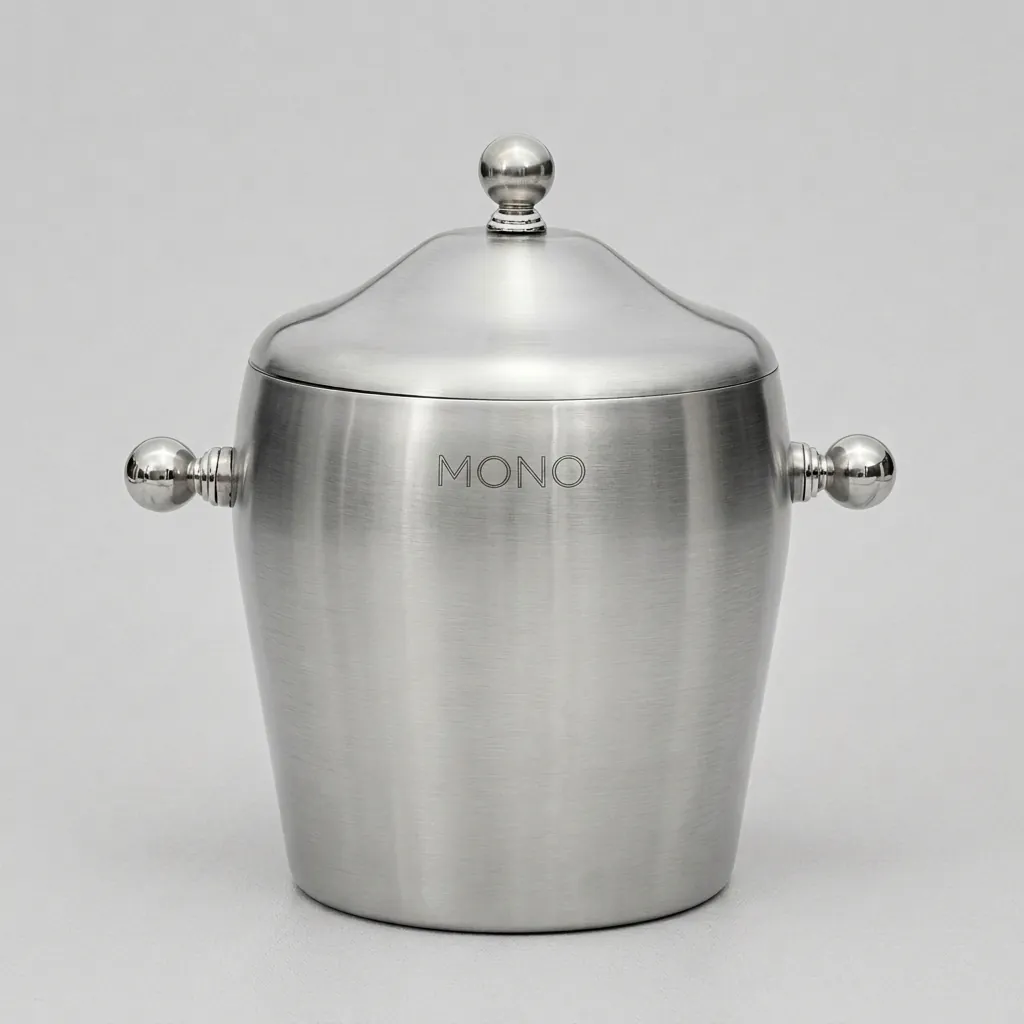 Ice Bucket With Cover Double Layer Insulated Stainless Steel 1.0ltr — BDA-1039