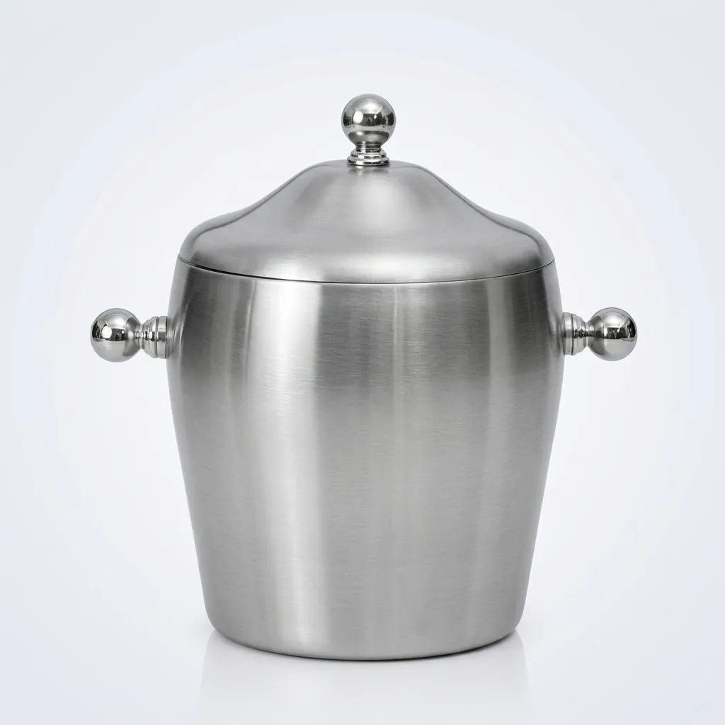 Ice Bucket With Cover Double Layer Insulated Stainless Steel 1.0ltr — BDA-1039 (image 3)