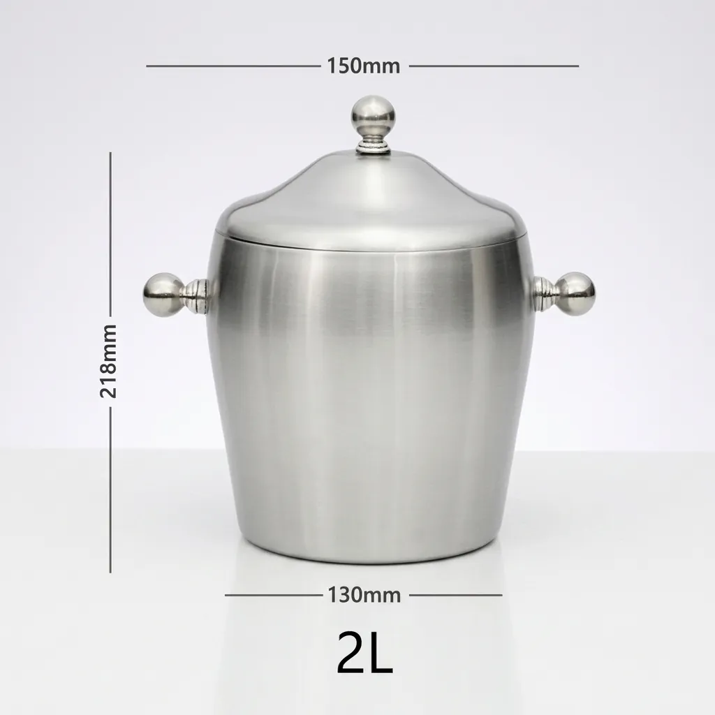 Ice Bucket With Cover Double Layer Insulated Stainless Steel 2.0ltr — BDA-1040 (image 8)
