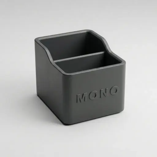 Abs + Pu Leather Double Layer Tea Bag Holder — BDA-1048 — A double-layer tea and coffee bag holder in ABS and PU leather, with two compartments for tidy sachet presentation. The compact 9.9x11.7x8.9cm form is waterproof and easy to clean, with a customisable leather colour. A refined organiser for the in-room beverage station.