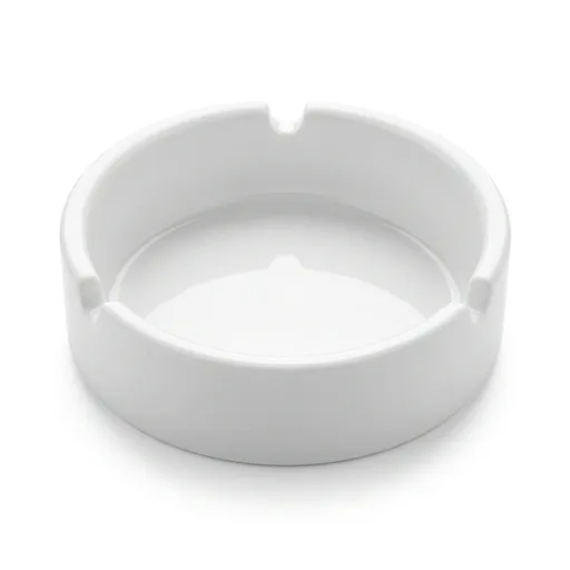 Round Ceramic Ashtray in White — BDA-1051