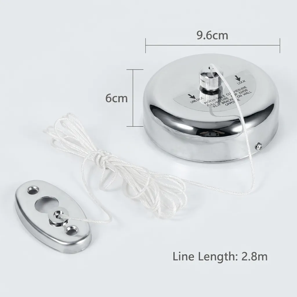 Retractable Clothesline Stainless Steel, Nylon Rope 2.8m — CDR-1032 (image 3)