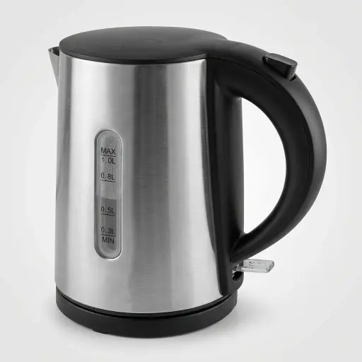 Wooden Tray Set with Stainless Steel 1.0L Kettle [1025] — CTS-1025 — A complete welcome-tray set combining a wooden tray, a 1.0L matt stainless steel kettle and a capsule coffee machine. The 42x31.5cm tray holds cups, sachets, a spoon and six espresso capsules with a tidy integrated kettle base. The 304 steel kettle adds a water gauge and automatic shut-off for safe, daily hotel service.