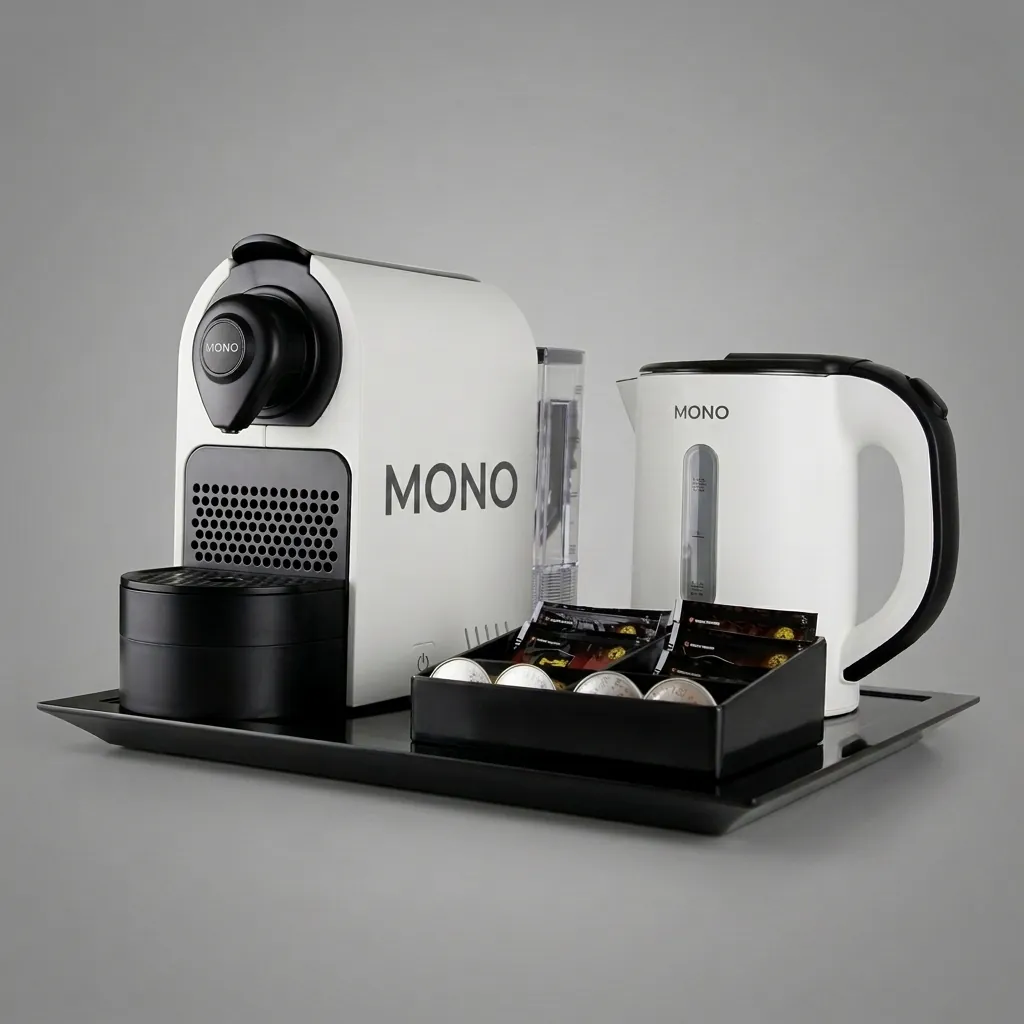 Melamine Tray Set with Stainless Steel Anti-Scald 0.8L Kettle [1027] — CTS-1027 (image 1)
