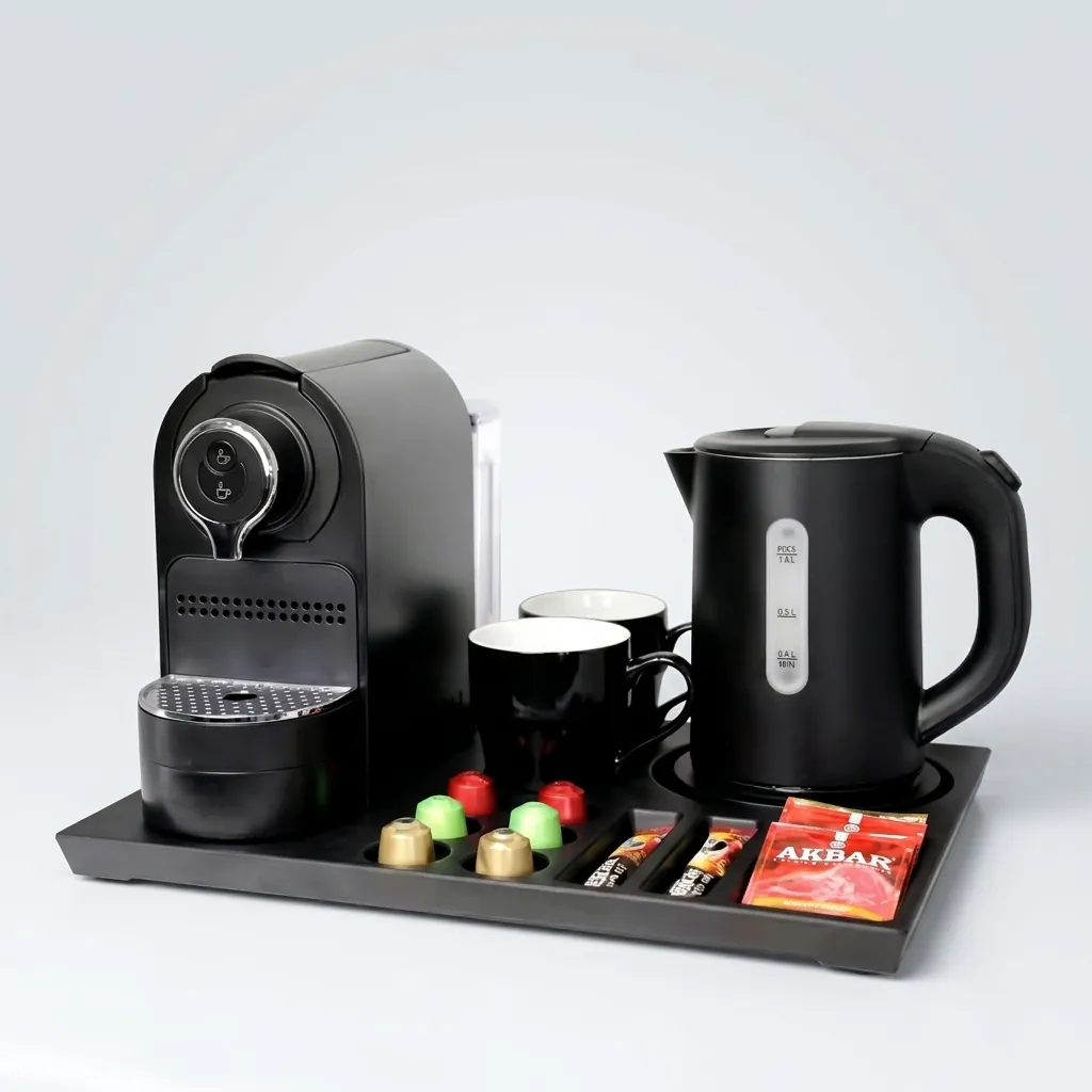 Melamine Tray Set with Stainless Steel Anti-Scald 0.8L Kettle [1032] — CTS-1032 (image 4)