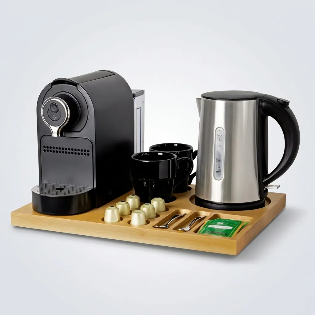 Wooden Tray Set with Stainless Steel 1.0L Kettle [1041] — CTS-1041 (image 3)