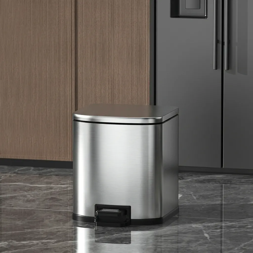 Stainless Steel Square Pedal Dustbin 5L — DBN-1027 (image 4)