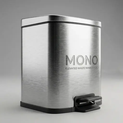 Stainless Steel Square Pedal Dustbin 5L — DBN-1027 — A 5L square pedal dustbin in durable 410 stainless steel with a matte, fingerprint-proof finish. Hands-free foot operation and a quiet soft-close lid keep disposal hygienic and discreet, while the fire-safe build and removable liner add safety and easy cleaning. Measures 23.5x18.5x26cm for bathrooms and offices.