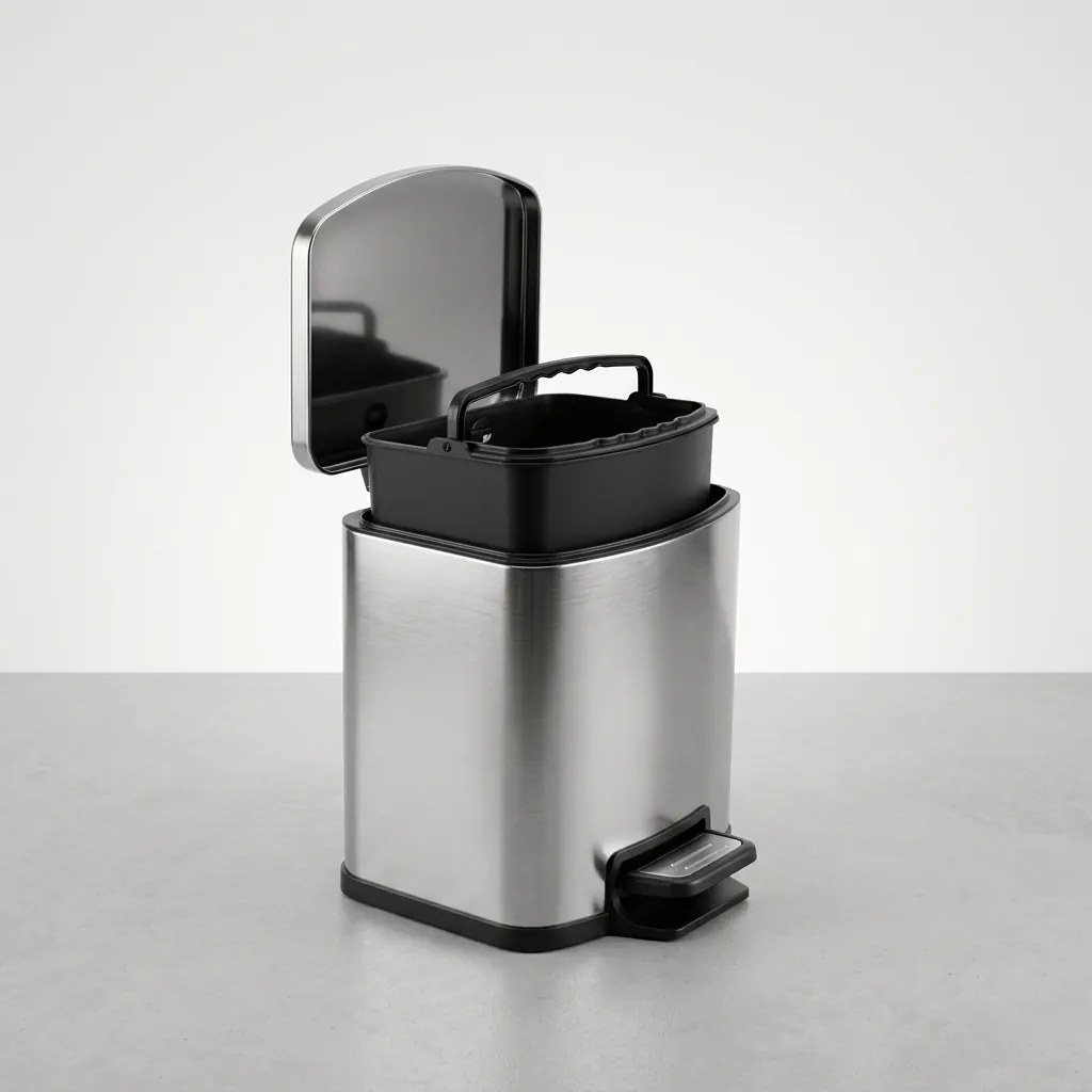 Stainless Steel Square Pedal Dustbin 5L — DBN-1027 (image 7)