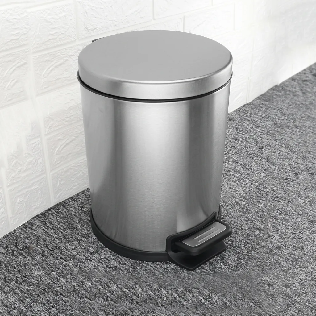 Stainless Steel Round Pedal Dustbin 5L with Fingerprint-Proof — DBN-1028 (image 5)