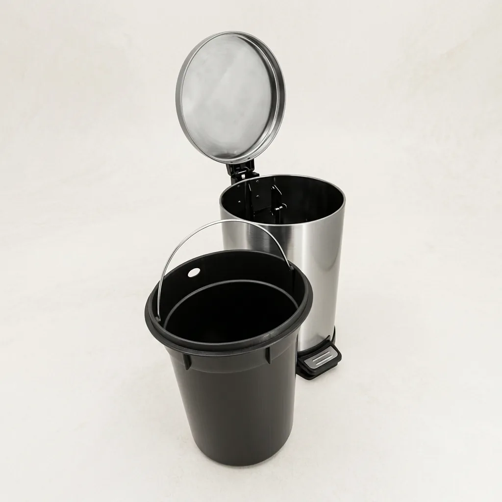 Stainless Steel Round Pedal Dustbin 5L with Fingerprint-Proof — DBN-1028 (image 2)