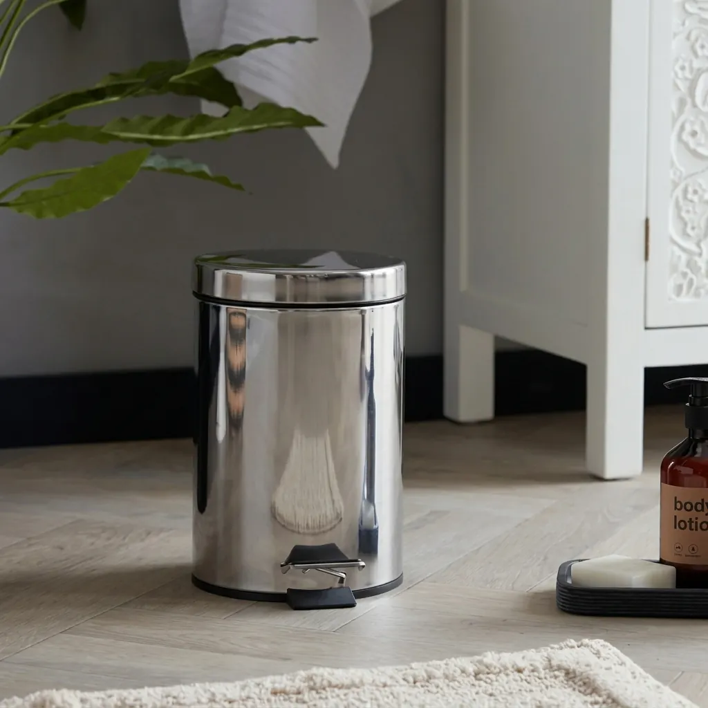 Stainless Steel Round Pedal Dustbin 3L with Polished Finish — DBN-1030 (image 6)
