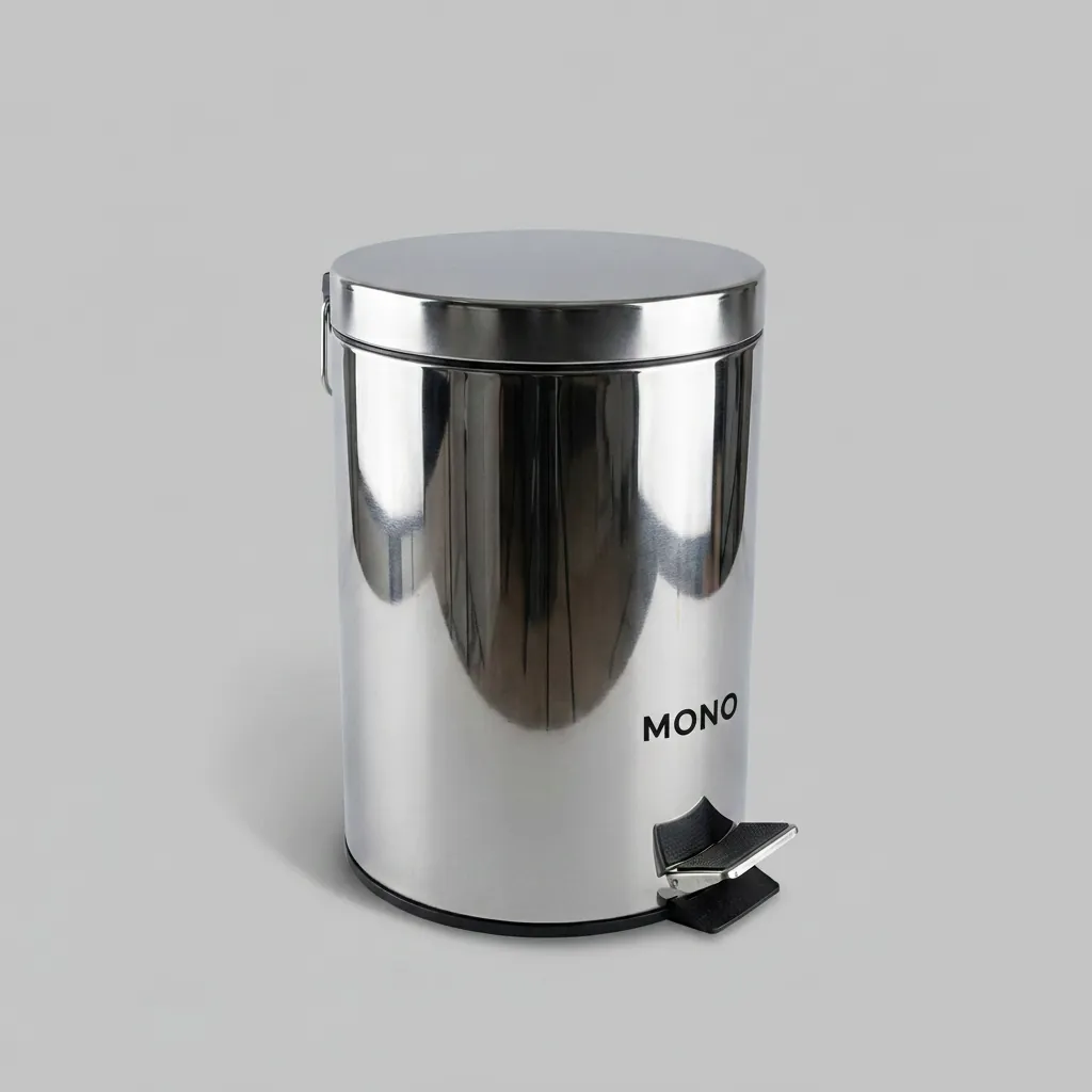 Stainless Steel Round Pedal Dustbin 5L with Polished Finish — DBN-1031 (image 1)