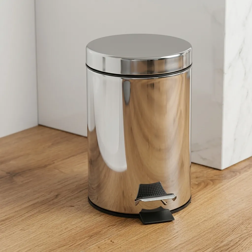 Stainless Steel Round Pedal Dustbin 5L with Polished Finish — DBN-1031 (image 6)
