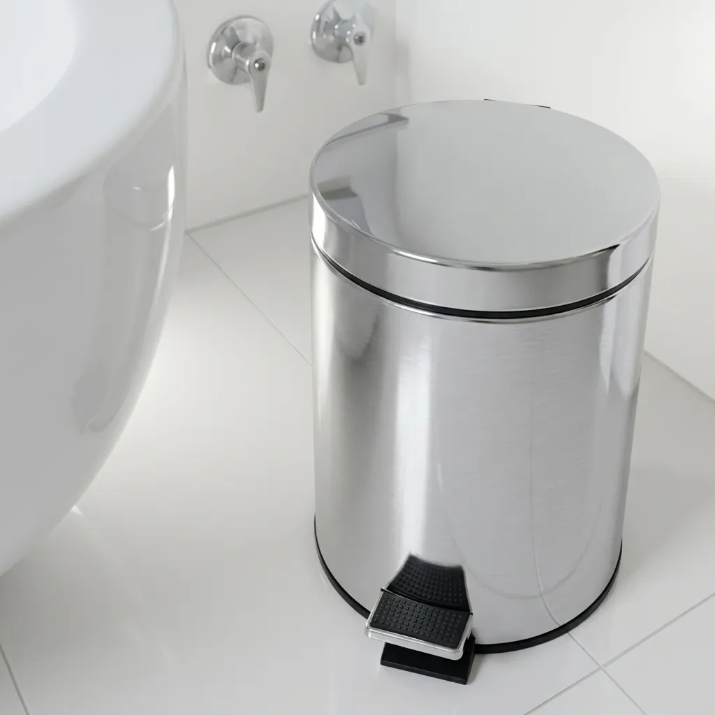Stainless Steel Round Pedal Dustbin 12L with Polished Finish — DBN-1032 (image 3)