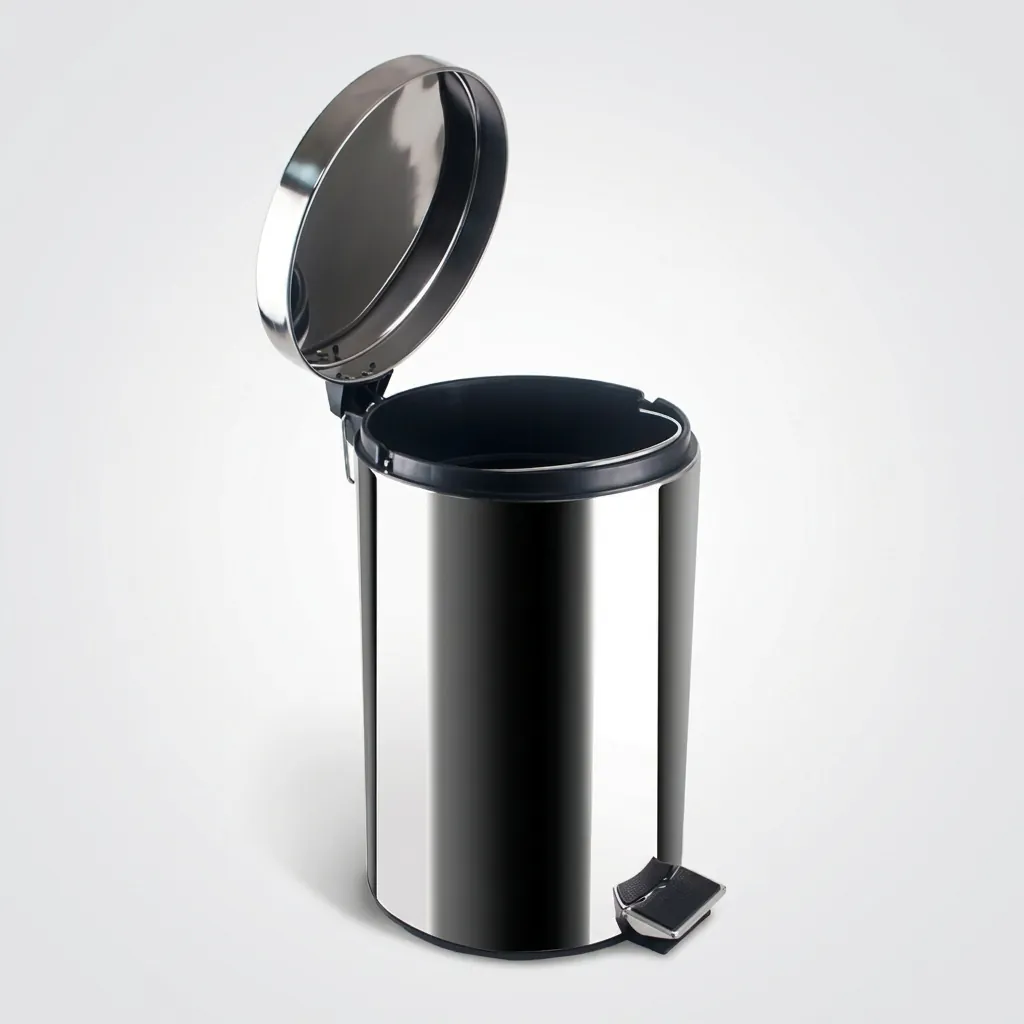Stainless Steel Round Pedal Dustbin 12L with Polished Finish — DBN-1032 (image 5)