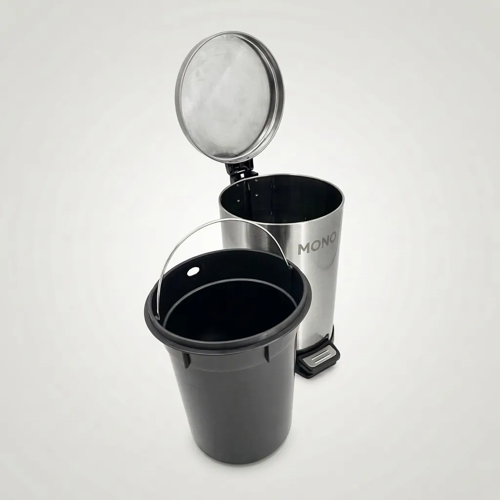 Stainless Steel Round Pedal Dustbin 7L with Fingerprint-Proof — DBN-1033 (image 2)