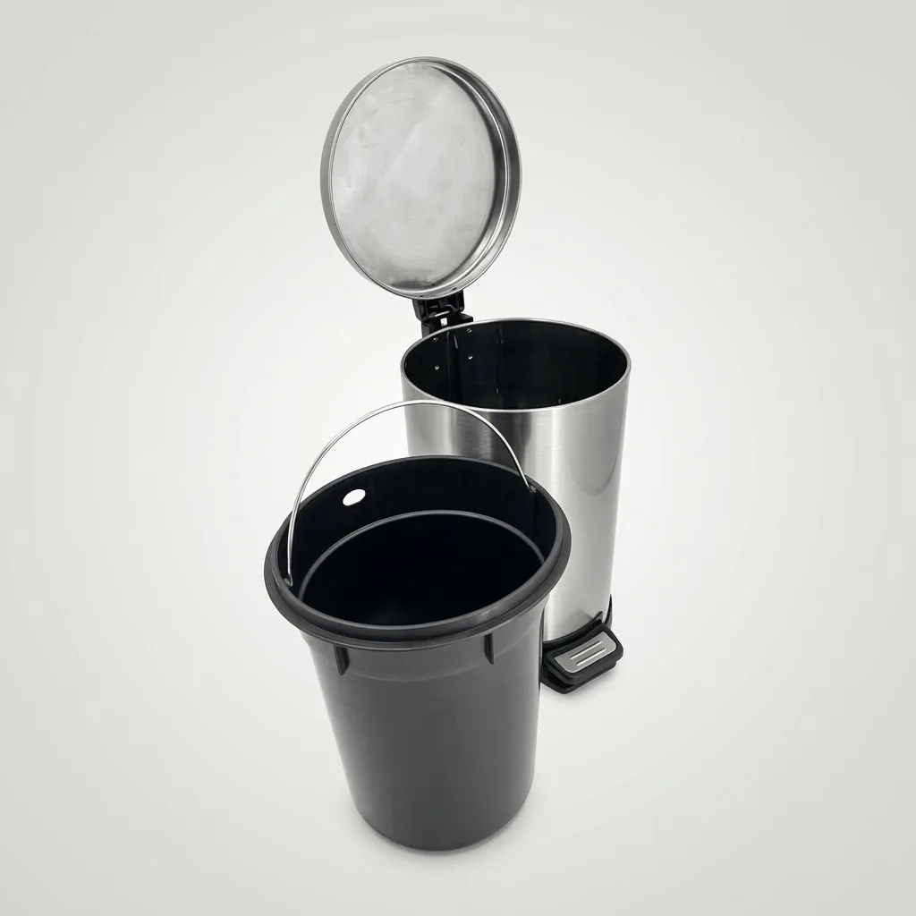 Stainless Steel Round Pedal Dustbin 7L with Fingerprint-Proof — DBN-1033 (image 2)