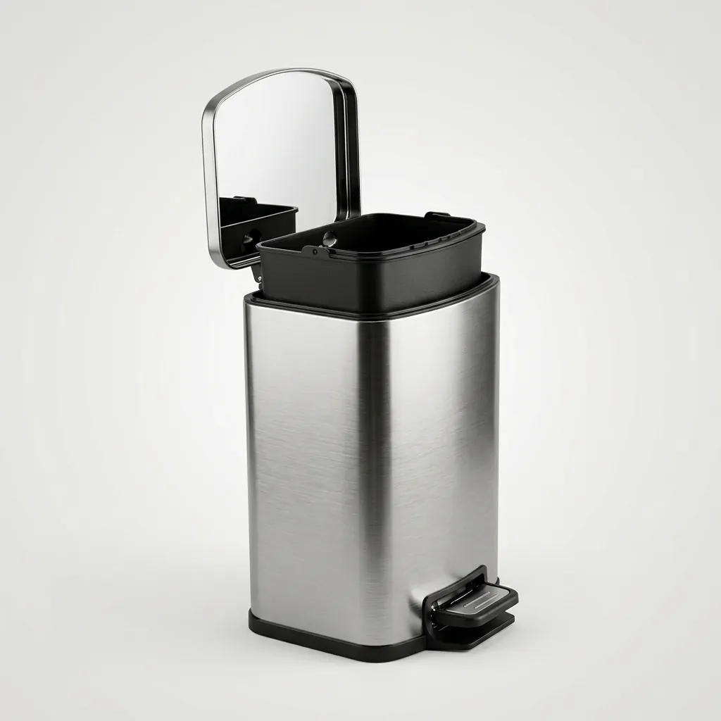Stainless Steel Square Pedal Dustbin 7L — DBN-1037 (image 3)