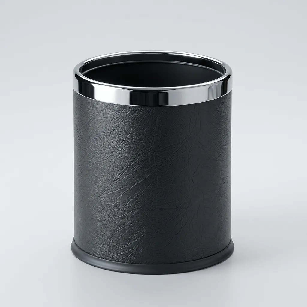 Open-Top PU Leather Waste Bin 10L (Round) — DBN-1044 (image 4)
