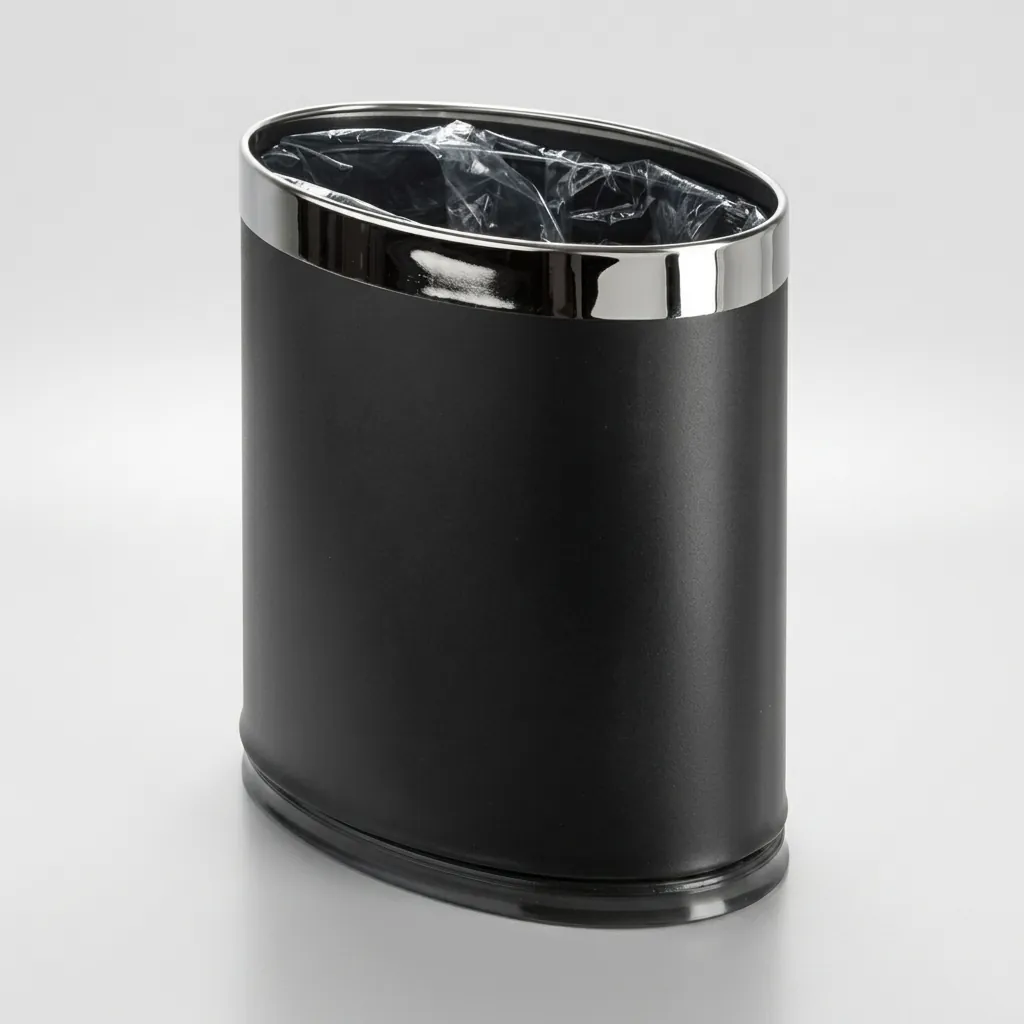 Open-Top PU Leather Waste Bin 10L (Oval) — DBN-1045 (image 5)