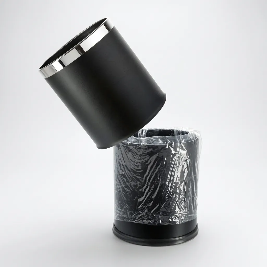 Open-Top PU Leather Waste Bin 10L (Oval) — DBN-1045 (image 6)