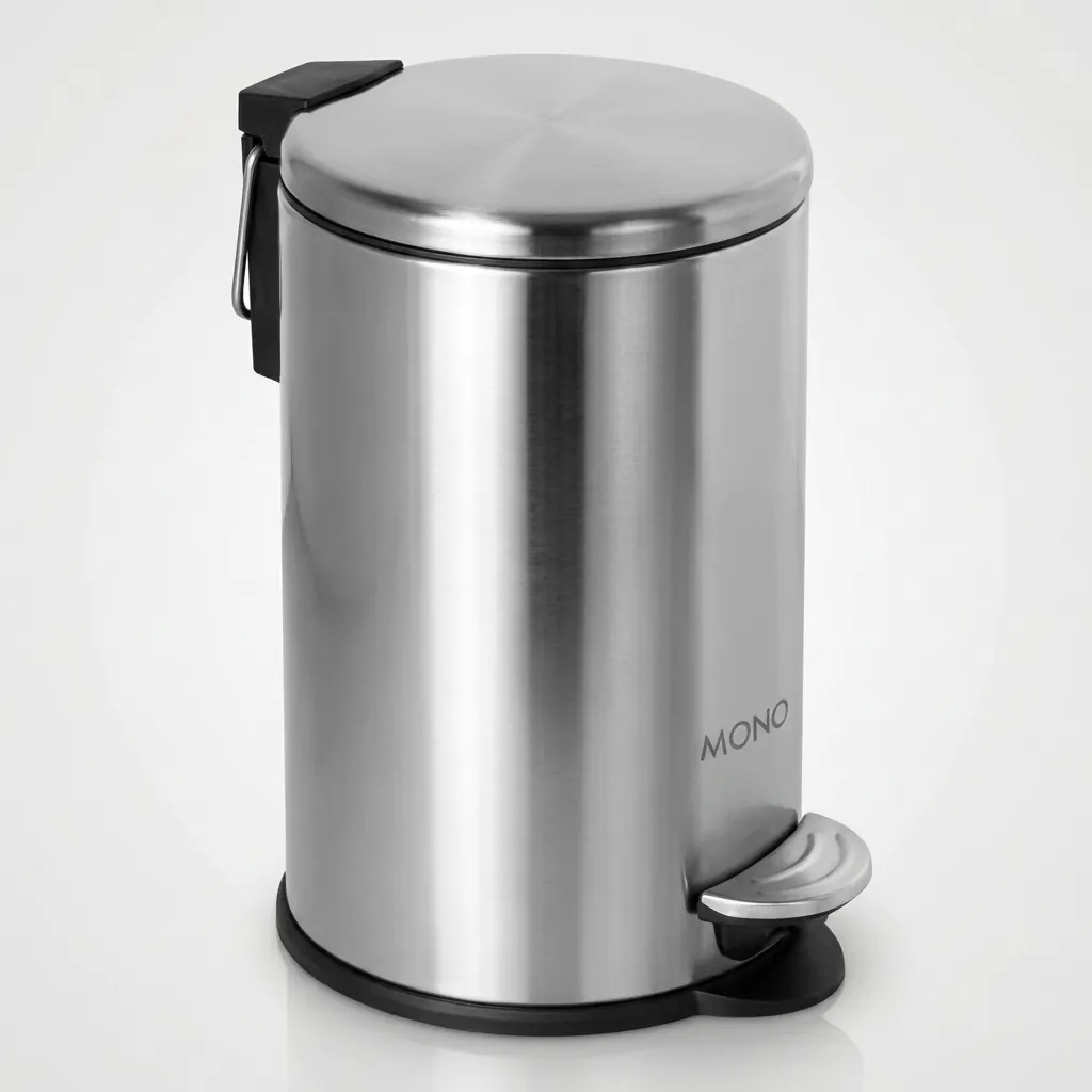 Pedal Round Dustbin 20ltr Matte Stainless Steel — DBN-1046 (image 1)
