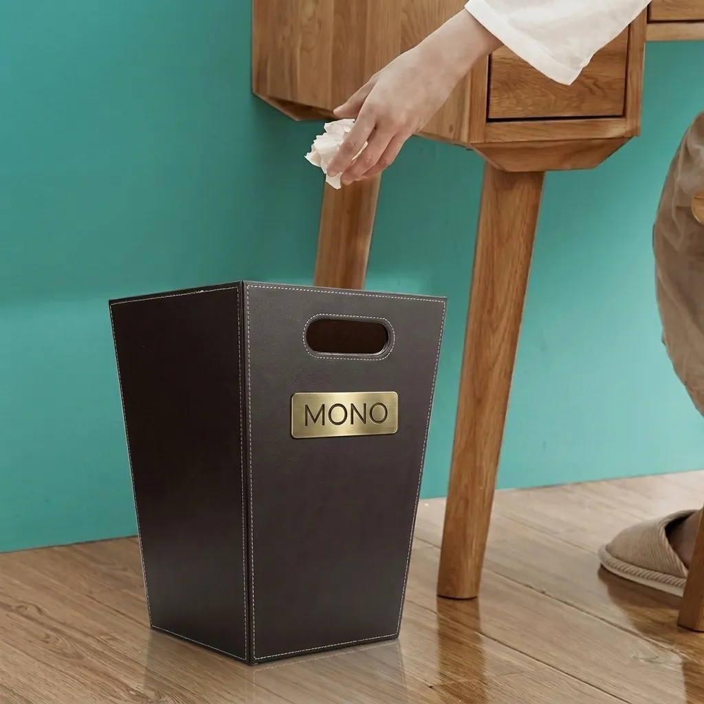Open Top Pu Leather Waste Basket — DBN-1047 (image 1)