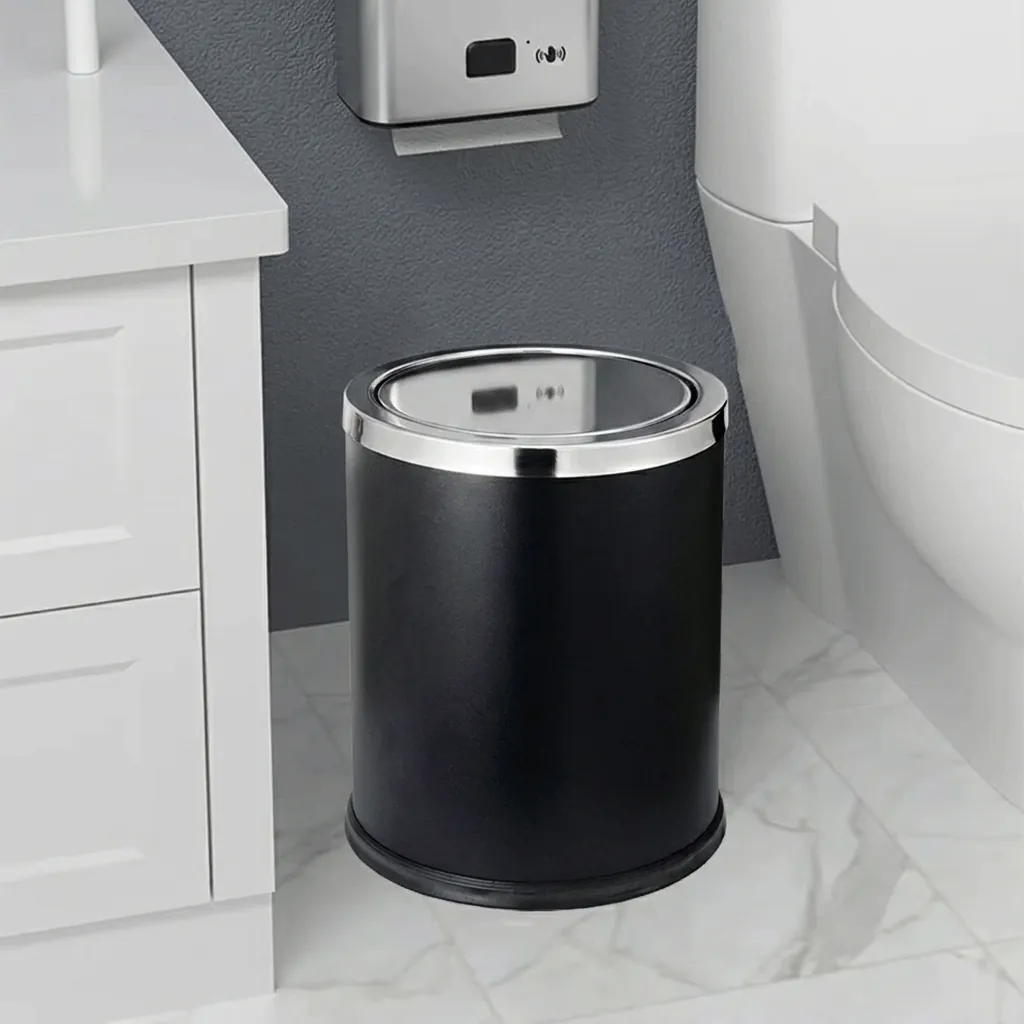 Stainless Steel Round Swing-Lid Dustbin 10L — DBN-1048 (image 2)