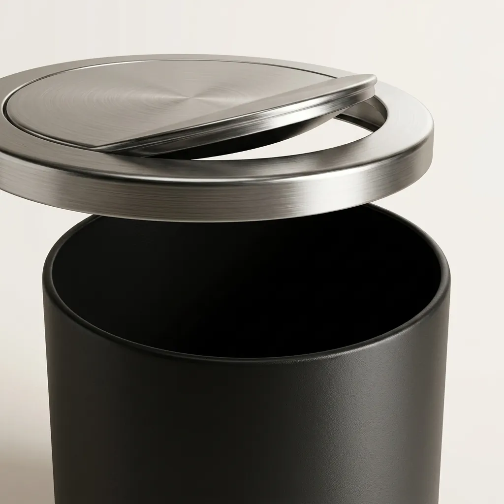 Stainless Steel Round Swing-Lid Dustbin 10L — DBN-1048 (image 7)