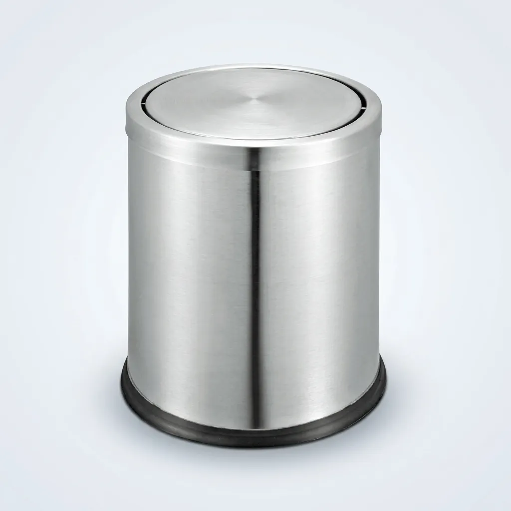 Stainless Steel Round Swing-Lid Dustbin 10L with Matte Finish — DBN-1049 (image 2)