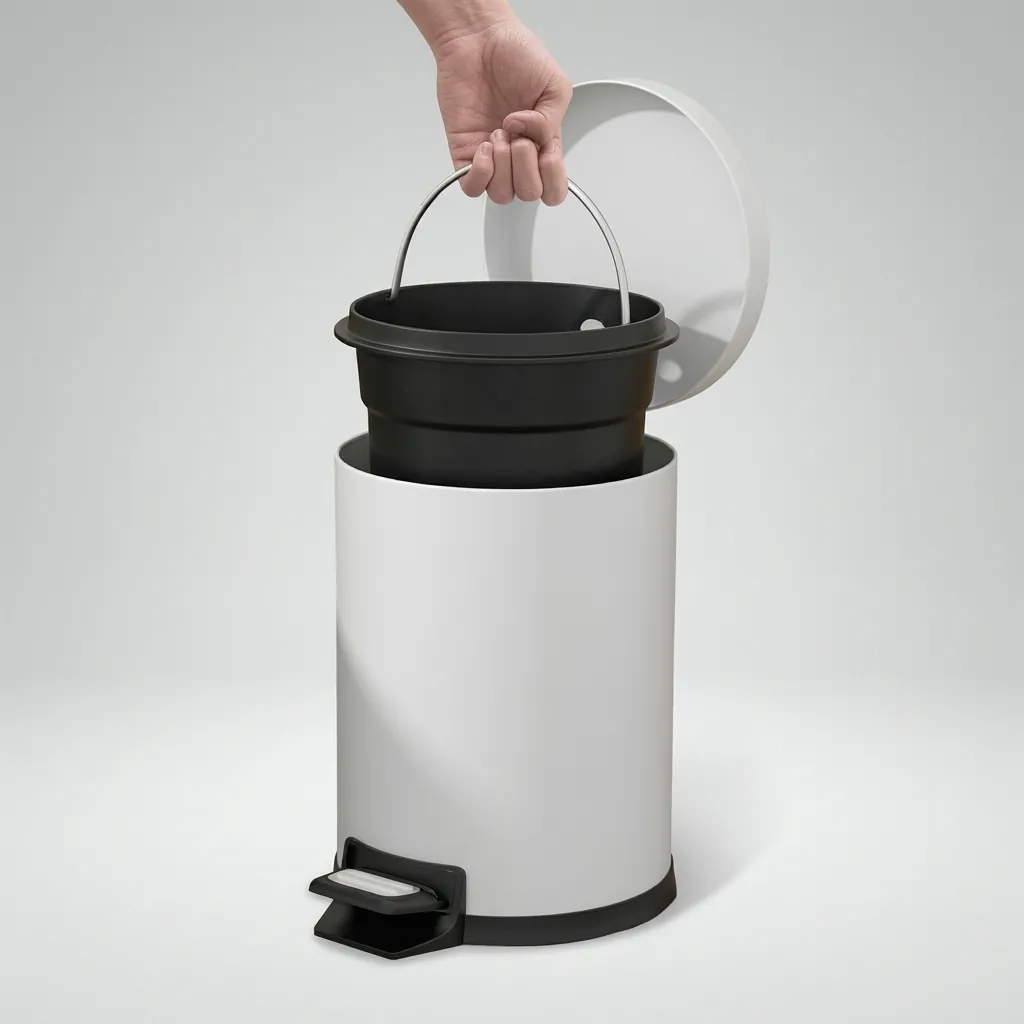 Stainless Steel Round Pedal Dustbin 5L with Soft-Close Lid — DBN-1052 (image 5)