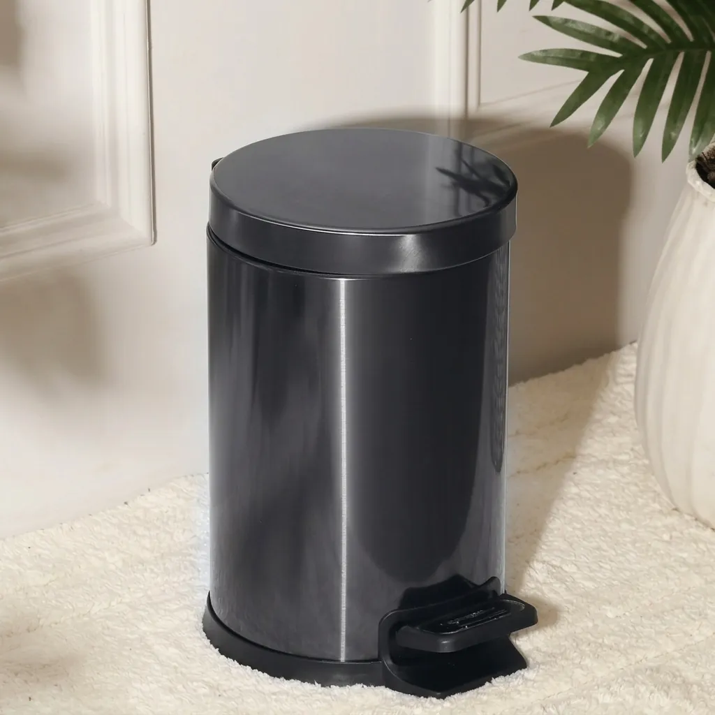 Stainless Steel Round Pedal Dustbin 5L with Non-Slip Base [1053] — DBN-1053 (image 4)