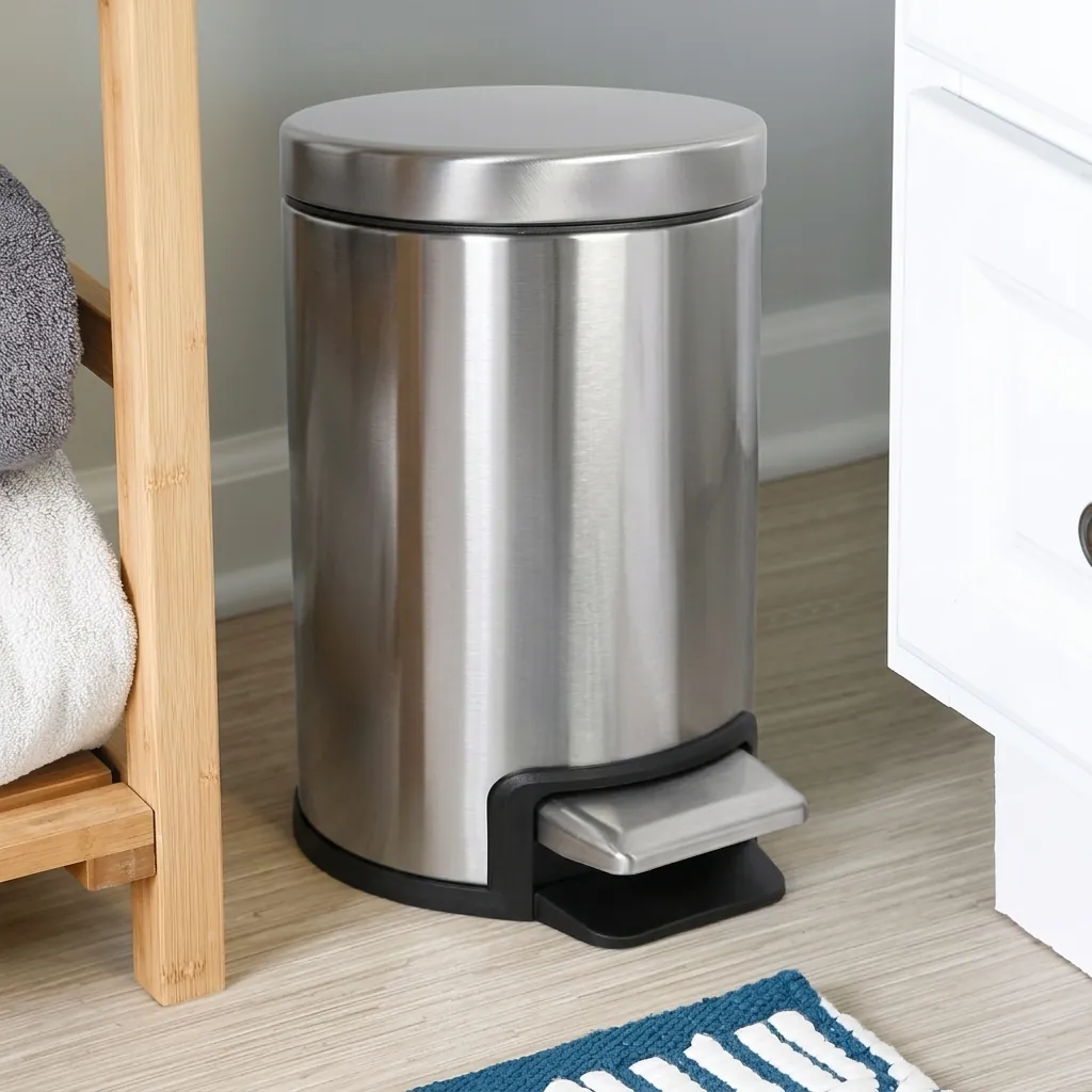Stainless Steel Round Pedal Dustbin 5L with Non-Slip Base [1055] — DBN-1055 (image 3)